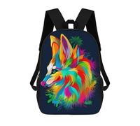 sinyumoney Colorful Fox Illustration Rucksacks 3D Printed Children Backpacks Fashion Casual Daypack Cute Travel Bags Outdoor Casual Daypack for Boy And Girl 17inch