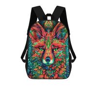 sinyumoney Colorful Fox Mandala Artwork Backpack Kids School Bag Boys Cartoon 3D Print Students Schoolbag Laptop Daypack for Boys Girls 17inch