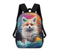 sinyumoney Colorful Fox Painting-3 3D Printed 17inch Kids School Backpack School Bag Fashion Rucksacks for Boys Elementary And Middle School Students