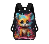 sinyumoney Colorful Fox Painting 3D Printed School Bag Children's School Backpack Schoolbags Travel Backpacks Casual Fashion Bag for Kids School Students 17inch