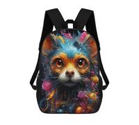 sinyumoney Colorful Fox Portrait -12 Backpack Cartoon Plush Bag, 3D Backpack for Kids School Bag Birthday Gift Idea for Boys And Girls 17inch