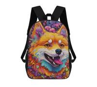 sinyumoney Colorful Fox Portrait -9 Kids Backpack,School Backpack Kids School Bag 3D Printed Cartoon Large Capacity Backpack for Kids Boys And Girls 17inch