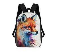 sinyumoney Colorful Fox Watercolor Art Print-1 3D Printed Children's School Backpack for Kids Travel Rucksacks Book Bags Kids School Bag 17inch