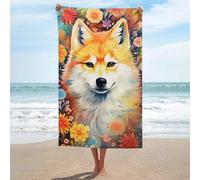 sinyumoney Colorful Fox with Flowers Basics Towel Set Sand Free Quick Dry Absorbent Compact Beach Towel for Spa Gym Hotel 130cm*80cm