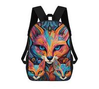 sinyumoney Colorful Foxes Abstract Art Kids School Backpack 3D Printed Backpacks Fashion School Bag Rucksacks for Boys Elementary And Middle School Students 17inch