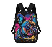sinyumoney Colorful French Bulldog Art Print-1 Backpack School Water Resistant Travel Backpack Computer Bag - Perfect for Travel, Work And Daily Use 17inch