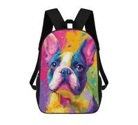 sinyumoney Colorful French Bulldog Art Print-2 School Backpack Water Resistant Travel Backpack Computer Bag for Men, Women & Teenage Boys 17inch