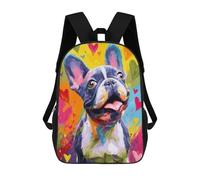 sinyumoney Colorful French Bulldog Art Print-3 Backpack School Bag Lightweight Casual Daypack School Backpacks for School/Work/Travel 17inch