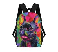 sinyumoney Colorful French Bulldog Art Print-4 Backpack School Computer Rucksack for School/Work/Travel- Perfect for Travel, Work And Daily Use 17inch