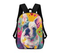 sinyumoney Colorful French Bulldog Art Print-5 Backpacks 3D Printed 17inch Kids School Backpack Outdoor Casual Daypack Casual Travel Bags for Middle School Students
