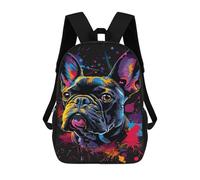 sinyumoney Colorful French Bulldog Art Print Backpack School Bag Work Laptop Backpack Rucksack Bag for Boys/Girls/Teenagers 17inch