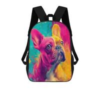 sinyumoney Colorful French Bulldog Art Print Backpacks 3D Printed 17inch Kids School Backpack Outdoor Casual Daypack Casual Travel Bags for Middle School Students