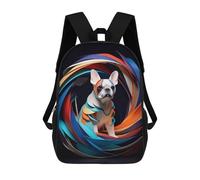 sinyumoney Colorful French Bulldog School Backpack Large School Backpack for Boys for Campus Outdoor Travel Sports 17inch