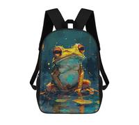 sinyumoney Colorful Frog Art Print School Backpack High Secondary School Bags Casual Backpack for Girl, Teen Girls 17inch