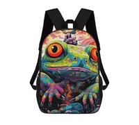 sinyumoney Colorful Frog Artwork-2 3D Printed School Bag Children's School Backpack Schoolbags Travel Backpacks Casual Fashion Bag for Kids School Students 17inch