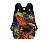 sinyumoney Colorful Frog Artwork Kids Backpacks,3D Personalized School Bookbags for Boys Girls Large Schoolbags Casual Daypack 17inch
