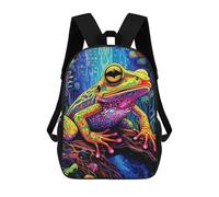 sinyumoney Colorful Frog in Fantasy Forest Backpack for School 3D Printed Boys Girls School BagChildren Bookbag Travel Rucksack 17inch