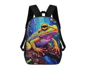 sinyumoney Colorful Frog in Fantasy Forest Backpack School Fashion Stationery Backpack Waterproof Casual Daypacks for Men, Women & Teenage Boys 17inch