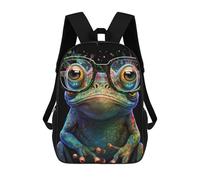 sinyumoney Colorful Frog with Glasses Rucksack School Secondary High School College Backpack Travel for Campus Outdoor Travel Sports 17inch