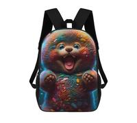 sinyumoney Colorful Furry Friend Kids School Backpack 3D Printed Backpacks Fashion School Bag Rucksacks for Boys Elementary And Middle School Students 17inch