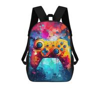 sinyumoney Colorful Game Controller Art Print Kids Backpack,School Backpack Kids School Bag 3D Printed Cartoon Large Capacity Backpack for Kids Boys And Girls 17inch