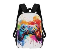 sinyumoney Colorful Gaming Controller Art Print -3 3D Printed Children's School Backpack for Kids High Capacity Travel Rucksacks Book Bags Kids School Bag Back Pack 17inch