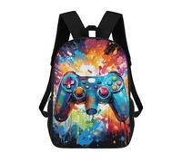 sinyumoney Colorful Gaming Controller Art Print Kids Backpack,School Backpack Kids School Bag 3D Printed Cartoon Large Capacity Backpack for Kids Boys And Girls 17inch