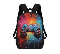 sinyumoney Colorful Gaming Controller Artwork -3 Backpack for School 3D Printed Boys Girls School BagChildren Bookbag Travel Rucksack 17inch
