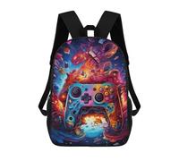 sinyumoney Colorful Gaming Controller Artwork -7 Kids School Backpack 3D Printed Fashion School Bag Casual School Bag for Boys Elementary And Middle School Students 17inch