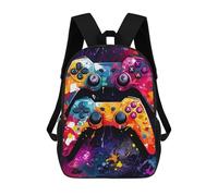 sinyumoney Colorful Gaming Controllers Art 3D Printed Children's School Backpack for Kids High Capacity Travel Rucksacks Book Bags Kids School Bag Back Pack 17inch