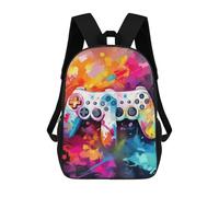 sinyumoney Colorful Gaming Controllers Art Print Backpack School Backpack Kids School Bag Large Capacity Kids Backpack for School Rucksack 3D Book Bag Gifts for Kids 17inch