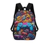 sinyumoney Colorful Gaming Controllers Collage -1 Kids Backpack,School Backpack Kids School Bag 3D Printed Cartoon Large Capacity Backpack for Kids Boys And Girls 17inch