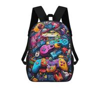 sinyumoney Colorful Gaming Controllers Collage -2 Backpack Kids School Bag Boys Cartoon 3D Print Students Schoolbag Laptop Daypack for Boys Girls 17inch