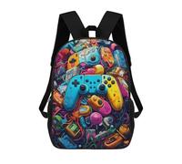 sinyumoney Colorful Gaming Controllers Collage -4 Backpack Kids School Bag Boys Cartoon 3D Print Students Schoolbag Laptop Daypack for Boys Girls 17inch