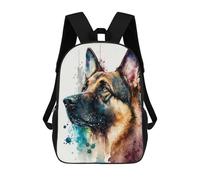 sinyumoney Colorful German Shepherd Art Print-2 Rucksacks 3D Printed Children Backpacks Fashion Casual Daypack Cute Travel Bags Outdoor Casual Daypack for Boy And Girl 17inch