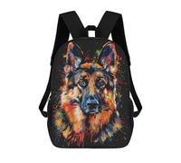 sinyumoney Colorful German Shepherd Art Print-4 School Backpack Water Resistant School Bag Business Backpack for Men/Women 17inch
