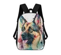 sinyumoney Colorful German Shepherd Art Print Kids School Backpack 3D Printed Backpacks Fashion School Bag Rucksacks for Boys Elementary And Middle School Students 17inch