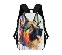 sinyumoney Colorful German Shepherd Art Print School Backpack High Secondary School Bags Casual Backpack for Girls Boys Teenage 17inch