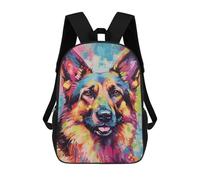 sinyumoney Colorful German Shepherd Painting-1 Children's Backpacks School Backpack 3D Printed for Kids Travel Rucksacks Book Bags Kids 17inch School Bag