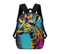 sinyumoney Colorful Giraffe Art Print 3D Printed Children's School Backpack for Kids Travel Rucksacks Book Bags Kids School Bag 17inch