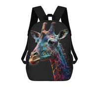 sinyumoney Colorful Giraffe Art Print Backpacks, Kids Backpack Student School Bag 3D Printed Travel Backpacks Fashion Accessory Backpack Children Waterproof School Bags 17inch