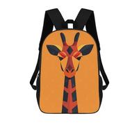 sinyumoney Colorful Giraffe Vector Portrait on Bright Orange Backpacks 3D Printed Kids School Backpack Outdoor Casual Daypack Fashion Casual Children Backpacks Cute Travel Bags 17inch