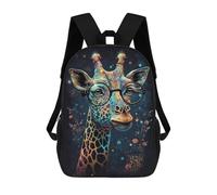 sinyumoney Colorful Giraffe with Glasses Art Print Rucksack Water Resistant Travel Backpack Computer Bag for School/Work/Travel 17inch