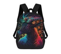 sinyumoney Colorful Goat Wall Art Print 17inch School Bag 3D Printed Children's School Backpack Casual Fashion Travel Backpacks for Kids School Students