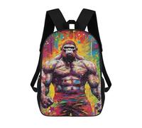 sinyumoney Colorful Gorilla Art Print Backpack School Bag Lightweight Casual Daypack School Backpacks for Teenage Girls Boys Women Men 17inch