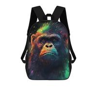 sinyumoney Colorful Gorilla Portrait -1 Backpacks 3D Printed Kids School Backpack Outdoor Casual Daypack Fashion Casual Children Backpacks Cute Travel Bags 17inch