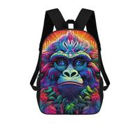 sinyumoney Colorful Gorilla Portrait-5 Kids Backpack,School Backpack Kids School Bag 3D Printed Cartoon Large Capacity Backpack for Kids Boys And Girls 17inch