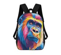 sinyumoney Colorful Gorilla Portrait Backpack School Lightweight Casual Daypack School Backpacks for Men, Women & Teenage Boys 17inch