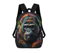 sinyumoney Colorful Gorilla Portrait Kids Backpack,School Backpack Kids School Bag 3D Printed Cartoon Large Capacity Backpack for Kids Boys And Girls 17inch