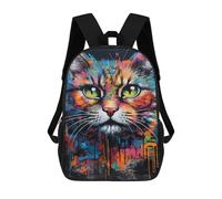 sinyumoney Colorful Graffiti Cat Art-1 Backpack Schoolbags for Boys Girls Casual Sport Daypack Elementary Primary Large Capacity Bookbags 17inch